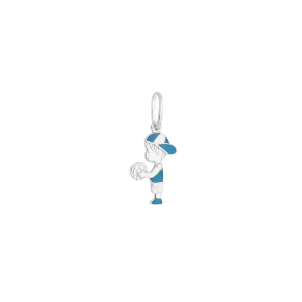 Pingente Menino com Bola: Prata 925 Encantadora