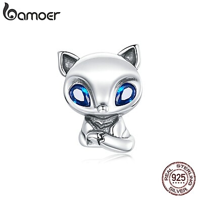 Pingente Raposa Prata 925 com Zircon - Charme para Pulseira e Colar