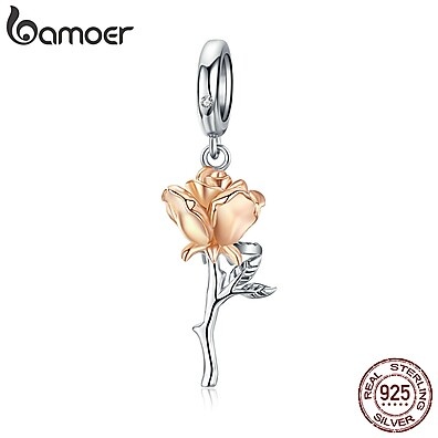 Pingente Rosa de Prata Bamoer 925: Elegância!