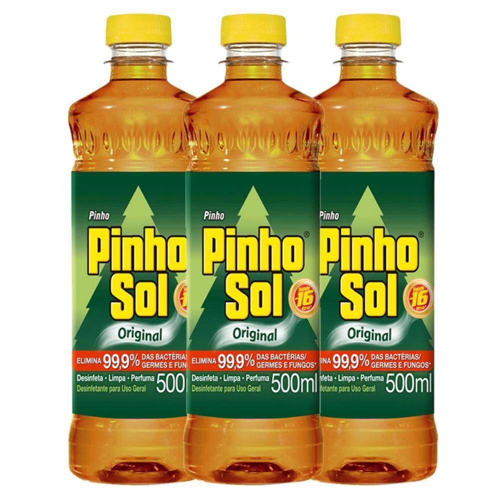 Pinho Sol Original: Kit 3 Desinfetantes 500ml