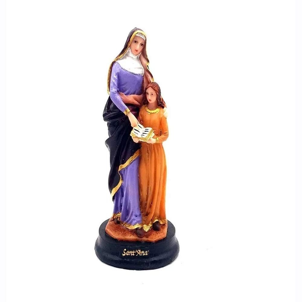 Imagem Pintada à Mão Santa Ana - Estátua de Sant'Ana em Resina 15 cm