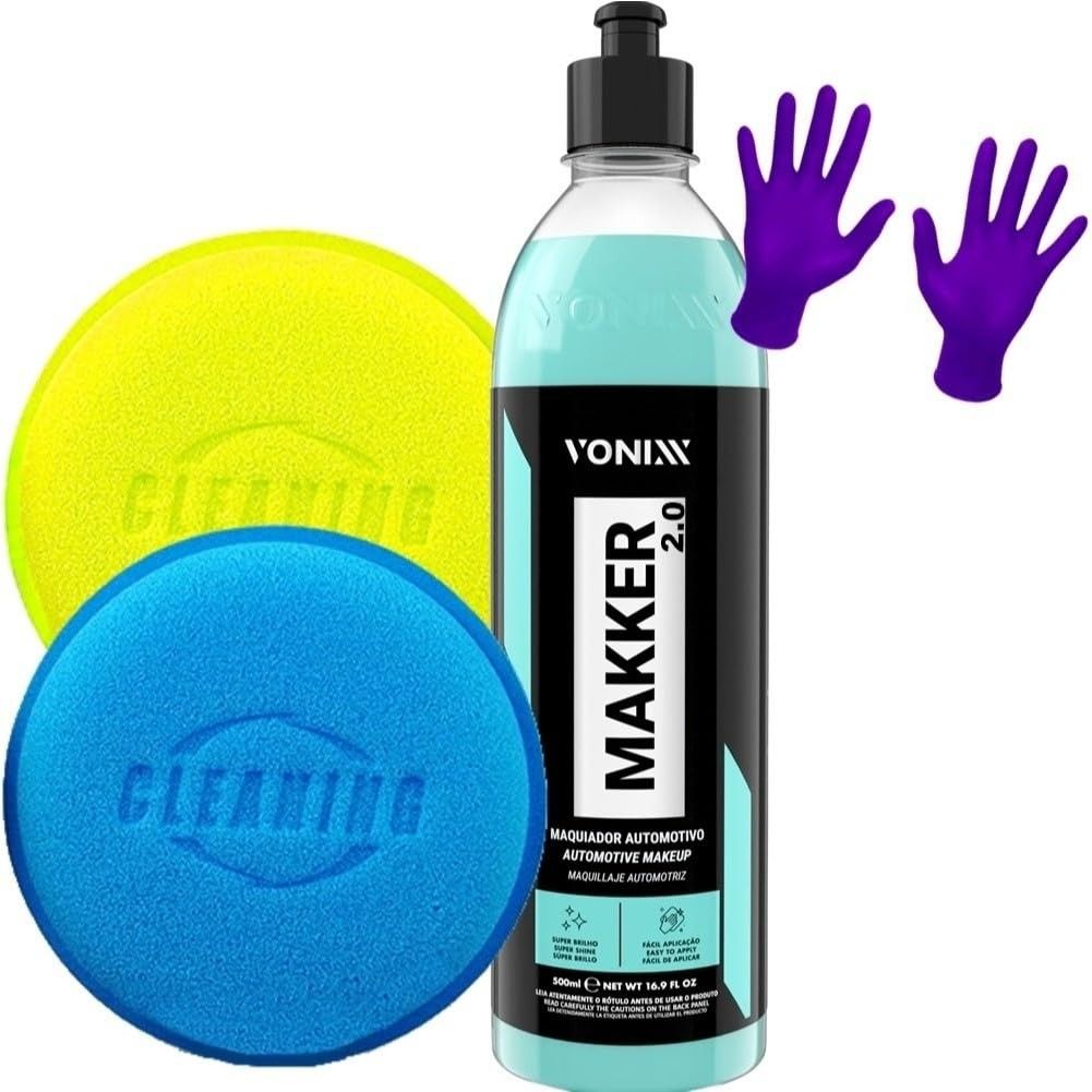 Kit Makker Maquiador Automotivo Vonixx: Renove Pintura Queimada + 2 Aplicadores e Luva Nitrílica