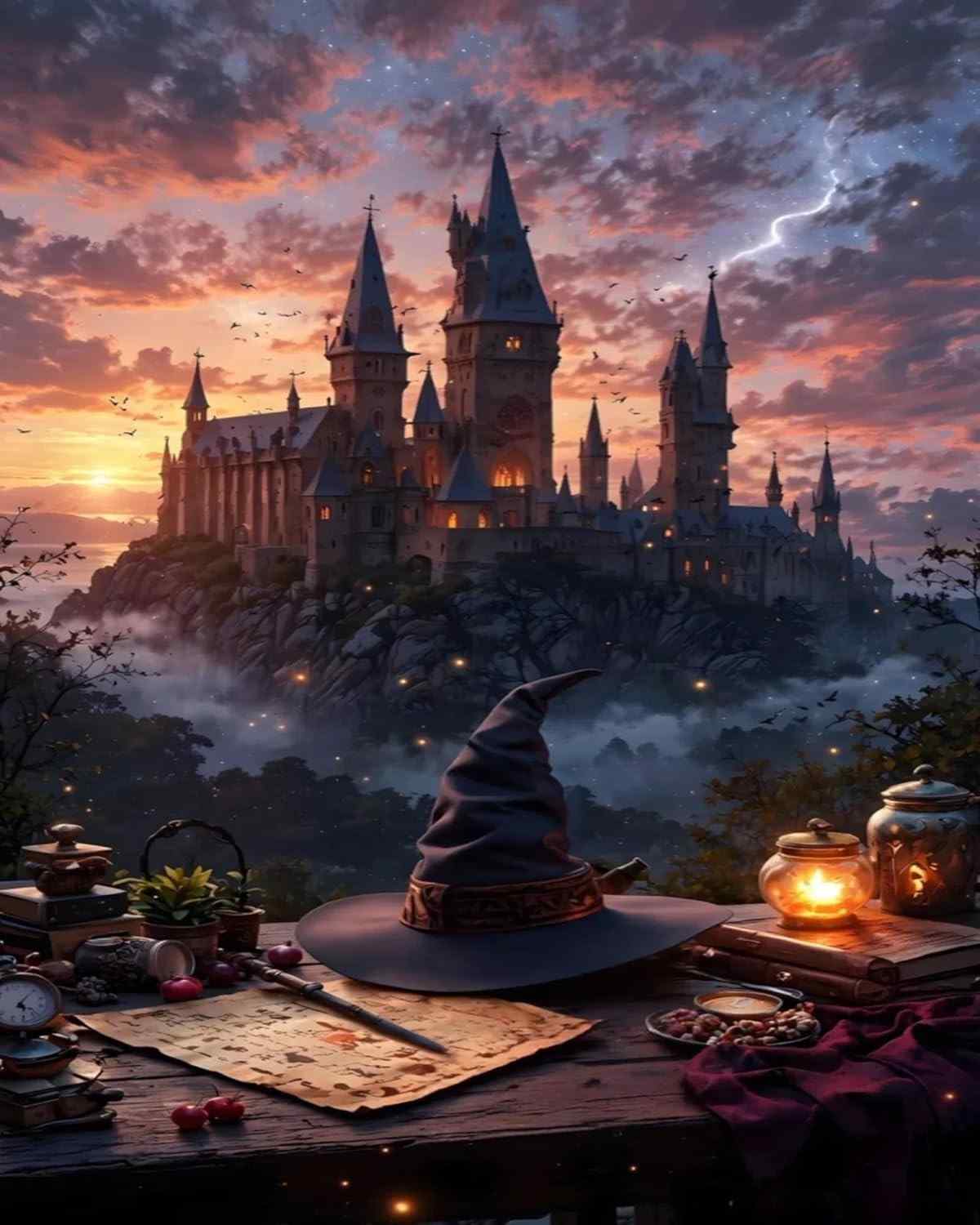 Kit Pintura por Números Castelo Mágico - Tela 40,6x50,8cm para Iniciantes e Artesanato