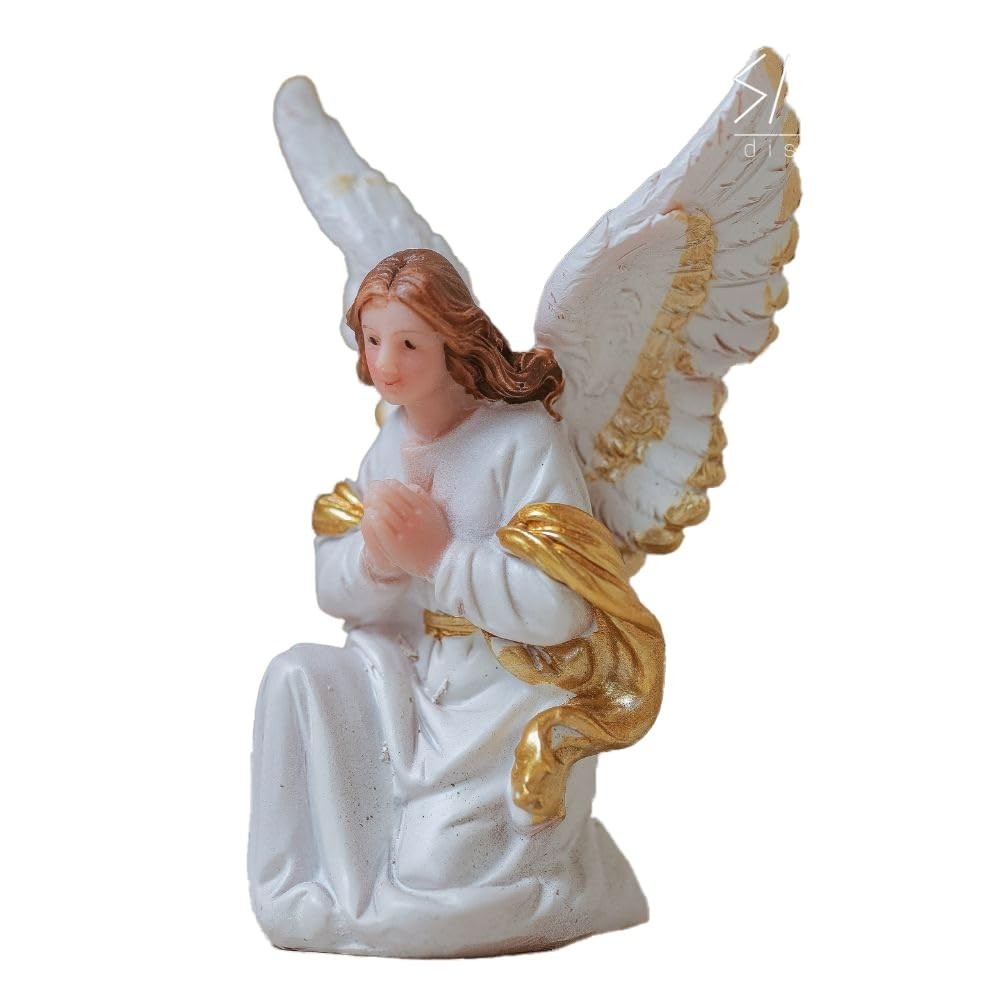 Santo Anjo Adorador Rezando 10cm - Imagem Sagrada em Resina com Pintura Manual
