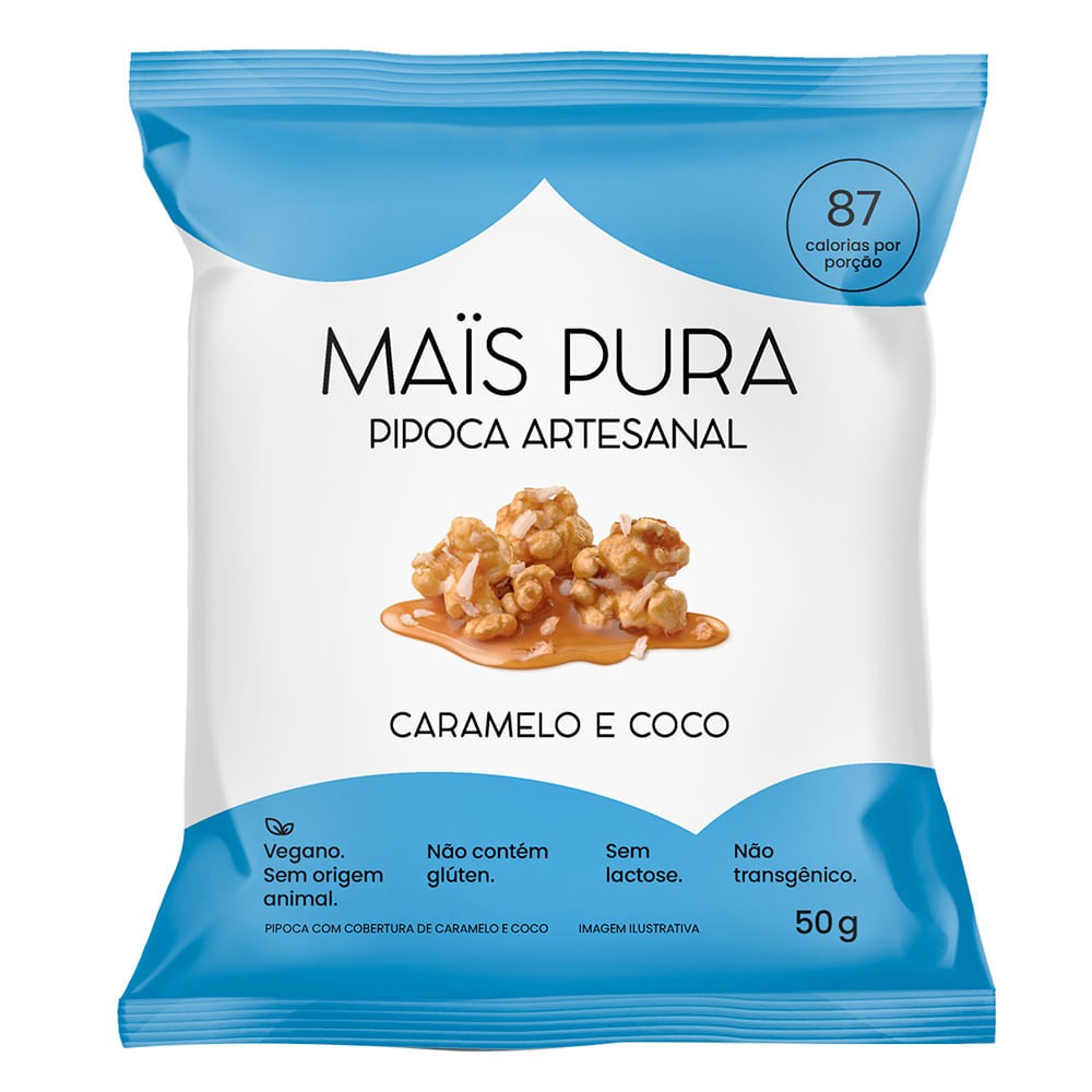Pipoca Caramelo e Coco: Sabor Artesanal 50g