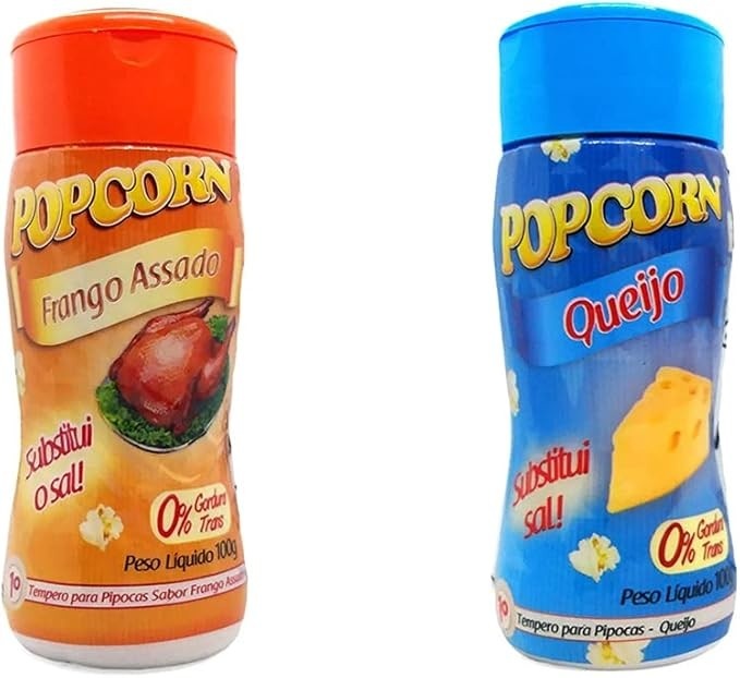 Temperos P/ Pipoca Popcorn Cx 12 Frascos. 6 Frango Assado - 6 Queijo
