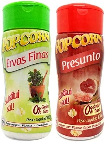 Temperos P/ Pipoca Popcorn Cx 12 Frascos. 6 Ervas Finas - 6 Presunto