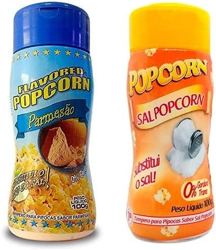 Temperos P/ Pipoca Popcorn Cx 12 Frascos. 6 Parmesão - 6 Sal Popcorn
