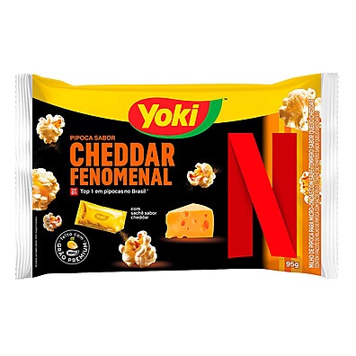 Pipoca Yoki Netflix Cheddar: Explosão de Sabor!
