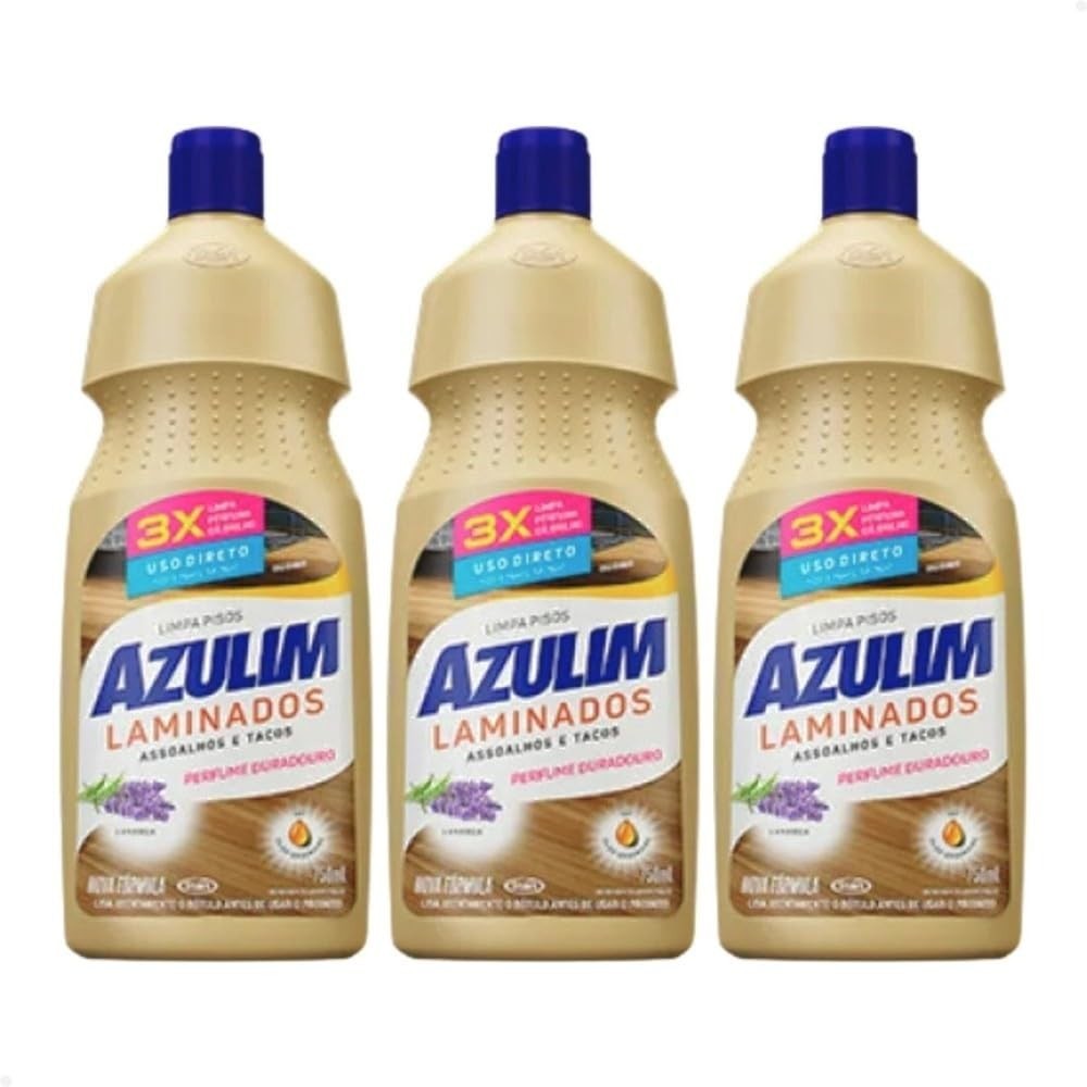Kit com 3 Limpadores de Pisos Laminados Azulim 750ml - Lavanda