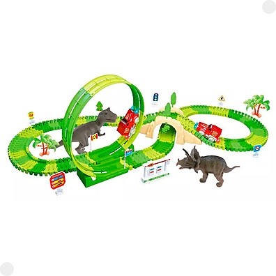 Pista de Dinossauros com Looping: Aventura e Luz!