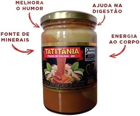 2 Doces de Leite Gourmet 400g Tatitânia: Avelã e Pistache