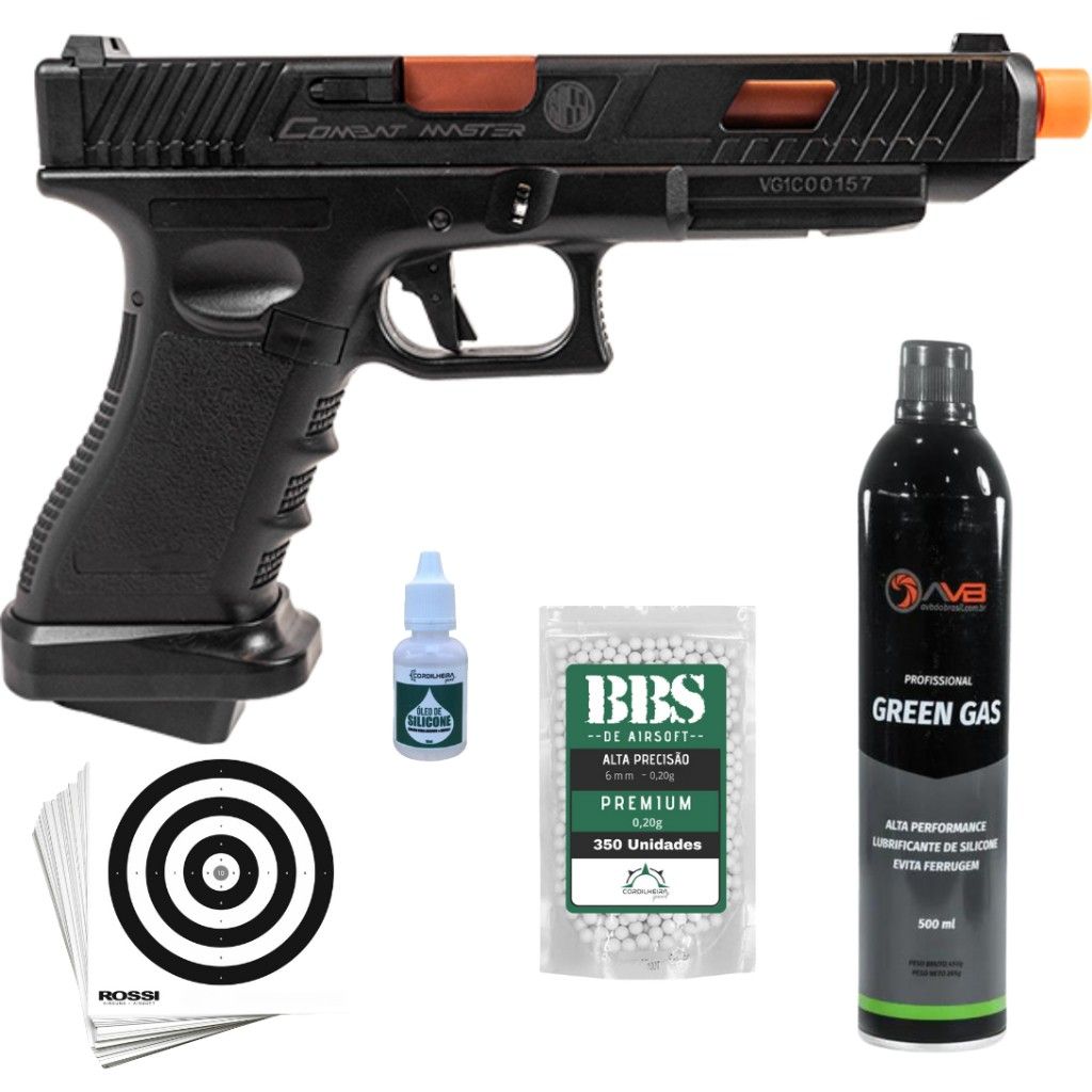 Pistola Airsoft Rossi Combat Master 6mm: Kit Completo!