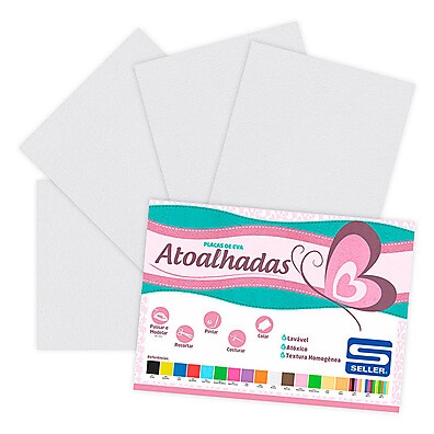 Placa de EVA 40x60cm Branca Atoalhada – 5 Folhas por Pacote