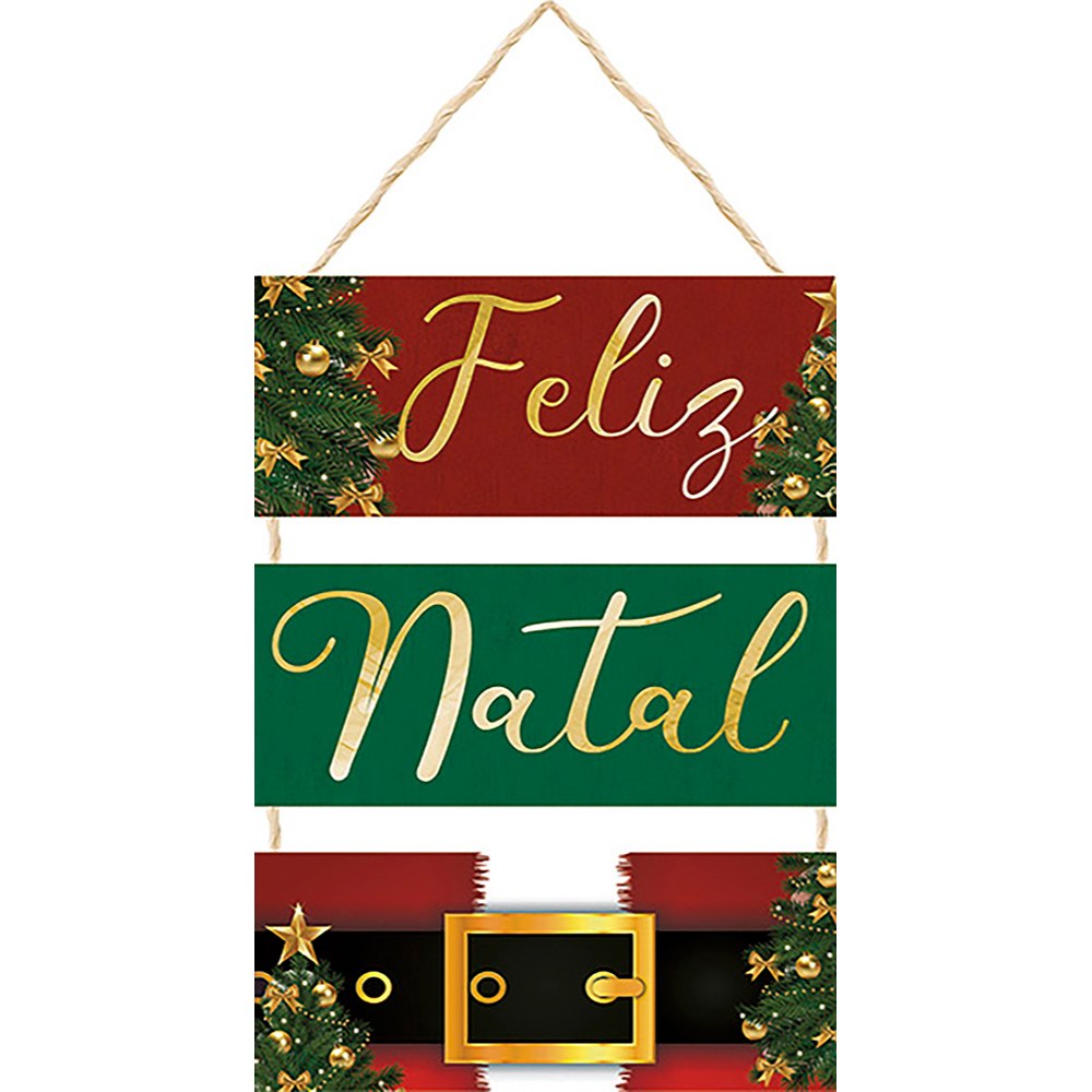 Placa de Natal com Corda 3 Peças – Decore com Estilo