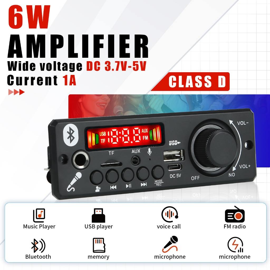 Placa Decodificadora MP3 com Bluetooth 5.0 e 6W de Potência