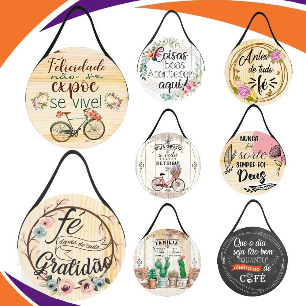 Placa MDF 20x20cm com Frases Inspiradoras para Decoração de Sala e Casa