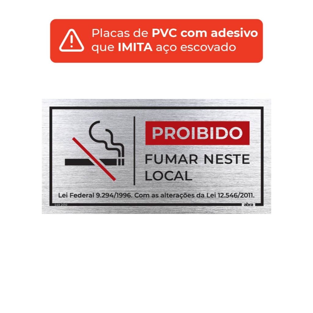 Placa Proibido Fumar: Lei Federal Elegante 20x10cm