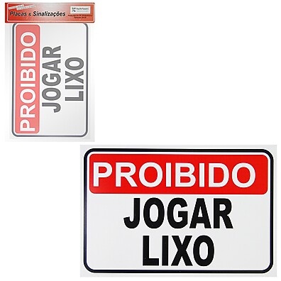 Placa Proibido Jogar Lixo PVC – Sinalização Limpa e Profissional