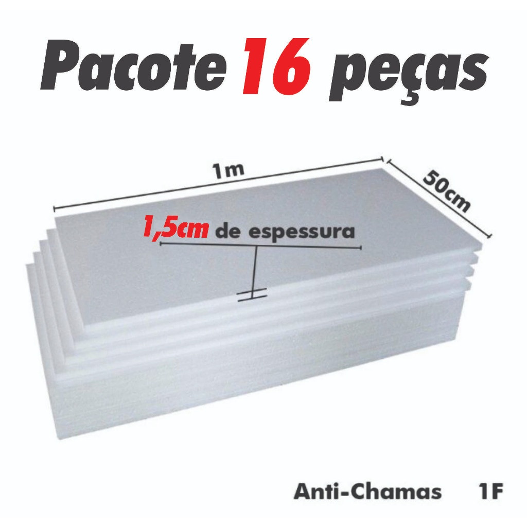 Placas de Isopor Antichamas 15mm: 16 Unidades para Isolamento e Decoração