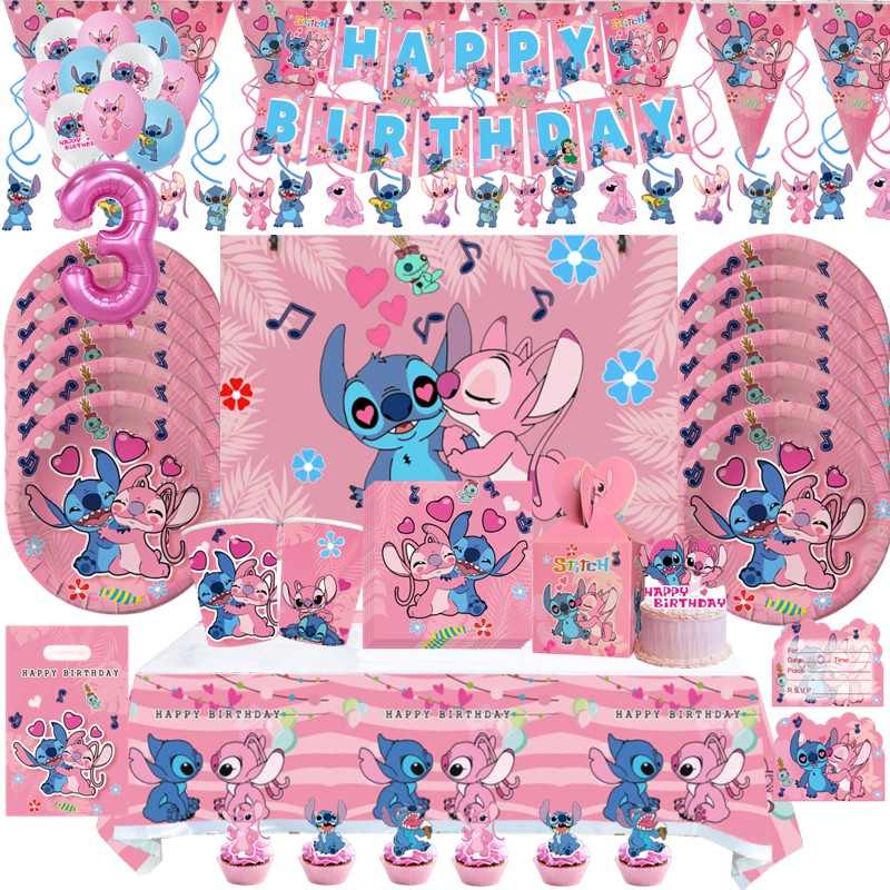 Placas de Papel Lilo & Stitch para Festa de Bebê e Aniversário