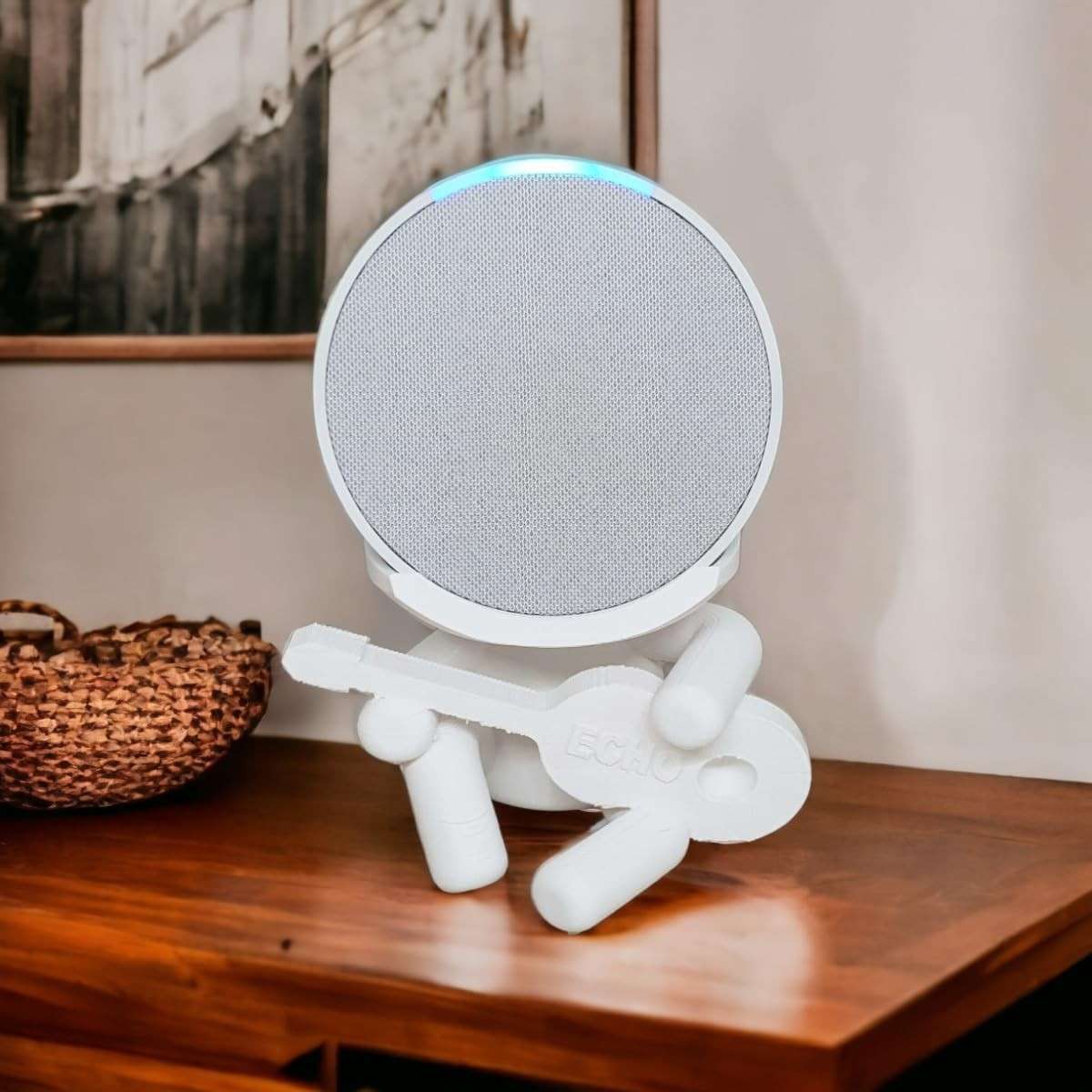 Suporte Alexa Echo POP com Design Exclusivo - Robert Plant, Cachorro, Violão e Gato - Decoração Moderna e Presente Ideal