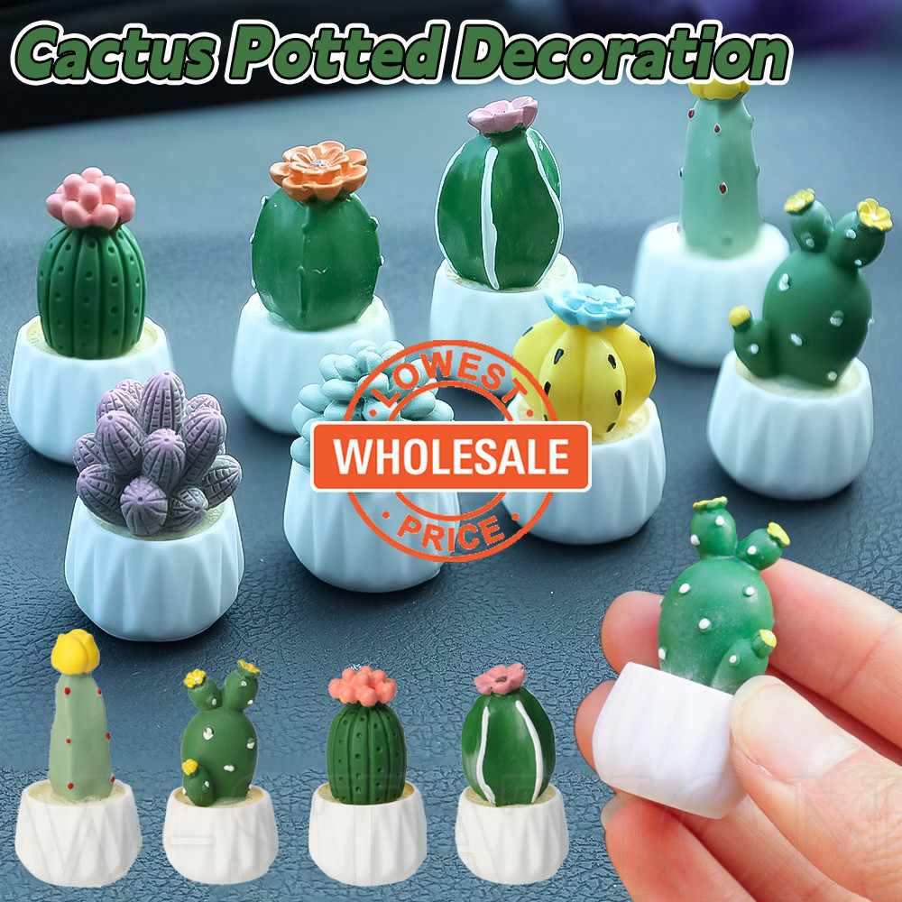 Planta de Resina de Cacto em Vasos Mini: Decore Seu Carro com Estilo!