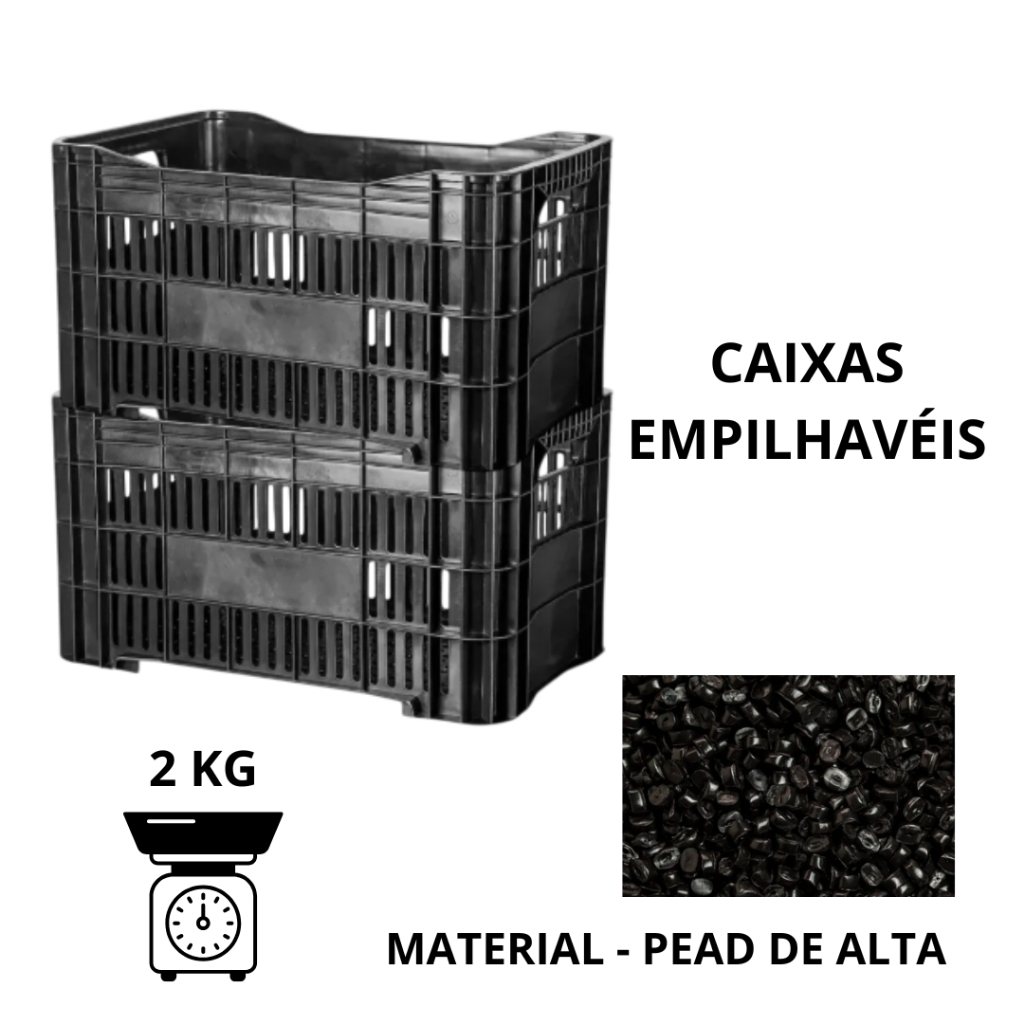 Kit 3 Caixas Plásticas Reforçadas 49L - Plasconex
