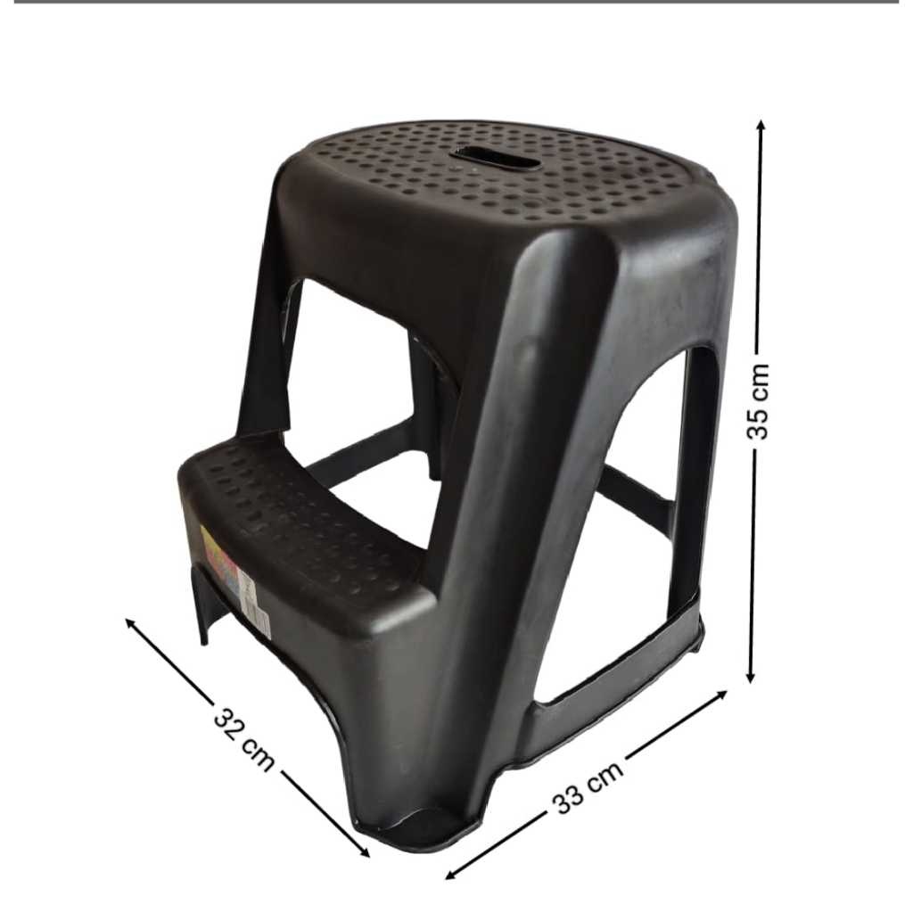 Kit 2 Bancos Banqueta Escada Preto - Poly Plast