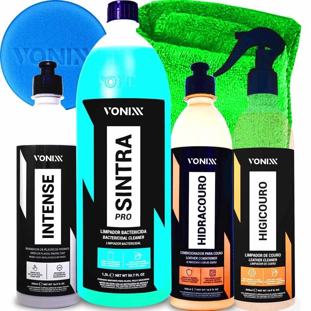 Kit Completo Higienização e Renovação Automotiva Vonixx: Couro, Plástico e Mais!