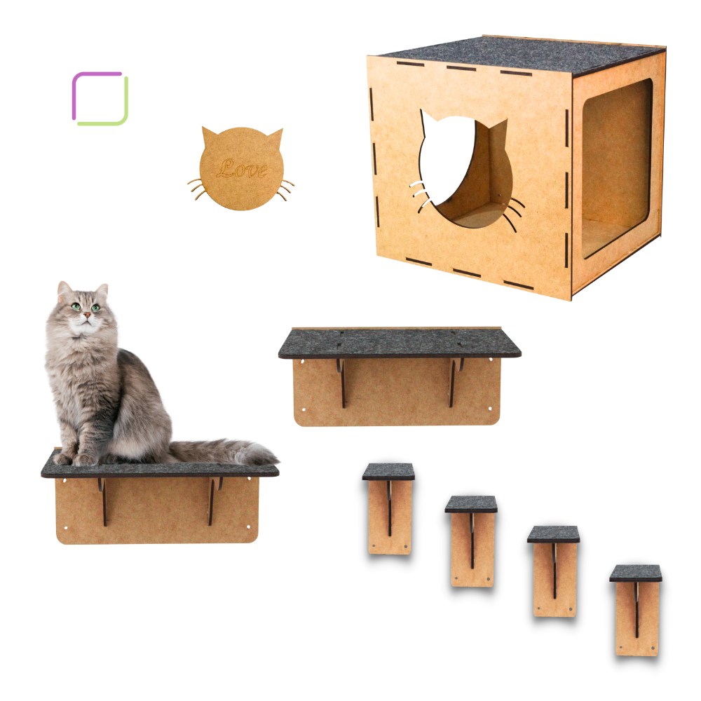 Playground Gatos: Diversão Vertical 7 Peças!