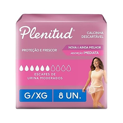 Plenitud Femme: Calcinha Descartável G/XG - 8 Unidades