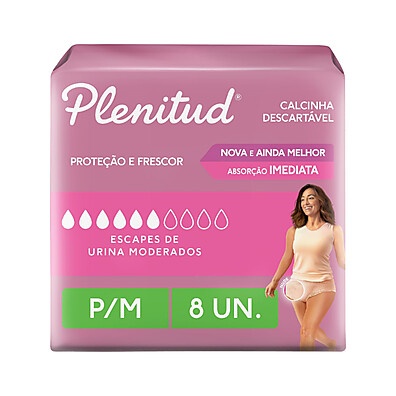 Plenitud Femme: Calcinha Descartável P/M - 8 Unidades