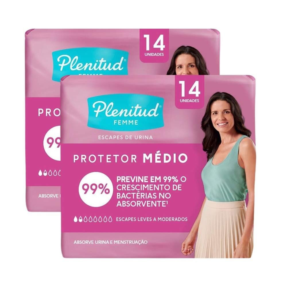 Plenitud Femme: Kit 2 Protetores Médios (14 Unid.)