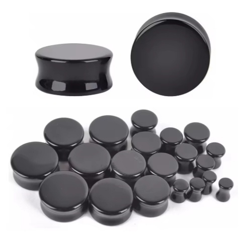 Plug Acrílico Preto para Piercing: Alargador Estiloso e Confortável