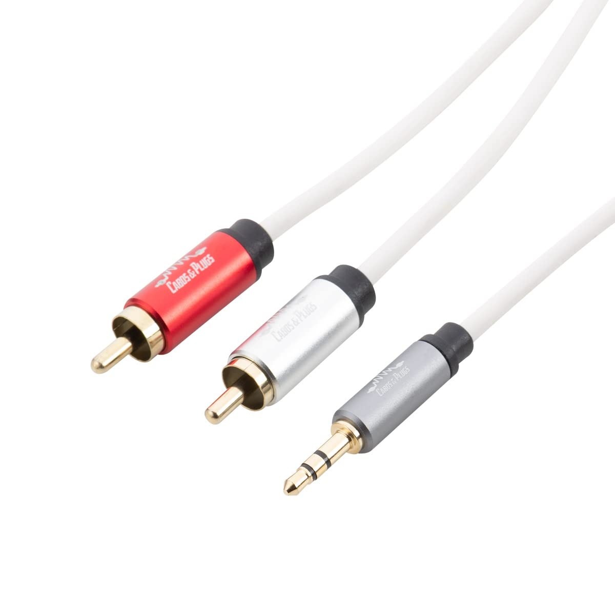 Cabo P2 3.5mm para 2 RCA Cabos & Plugs: Áudio Profissional Impecável (1m, Branco)
