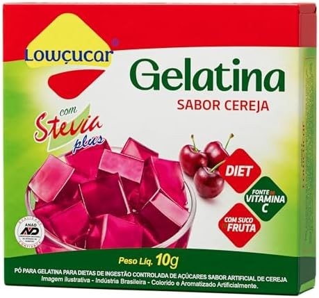 Lowcucar Gelatina Lowçucar Plus Com Stevia Sabor Cereja 10G