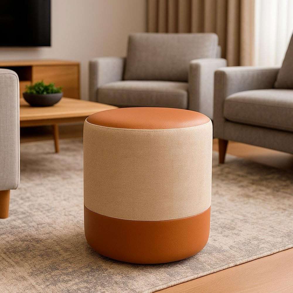 Puff Plus com Acabamento Premium – Assento Confortável e Versátil para Sala, Quarto ou Closet Bege Caramelo