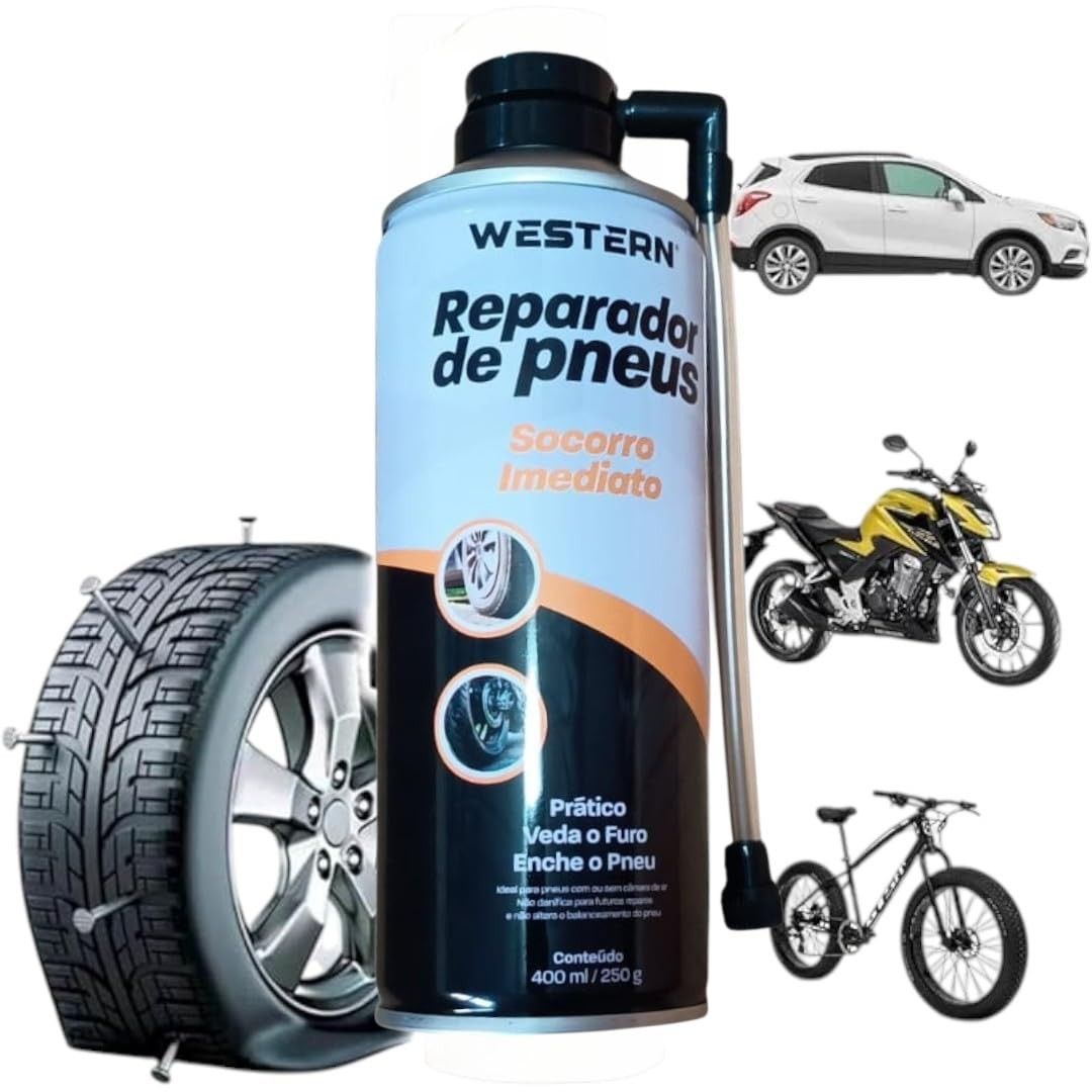 Kit 2 Reparadores de Pneu Socorro Imediato 400ml: Veda e Enche Pneus Rapidamente
