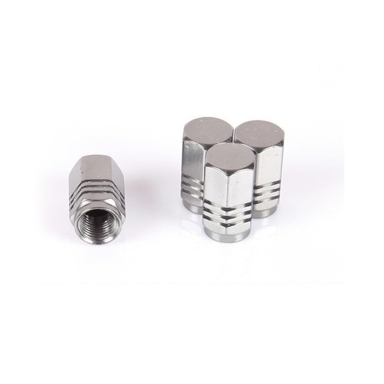 Kit 4 Tampas Biquinho Prata Liga Alumínio para Válvula de Pneu Automotivo Worth Karbox - Universal