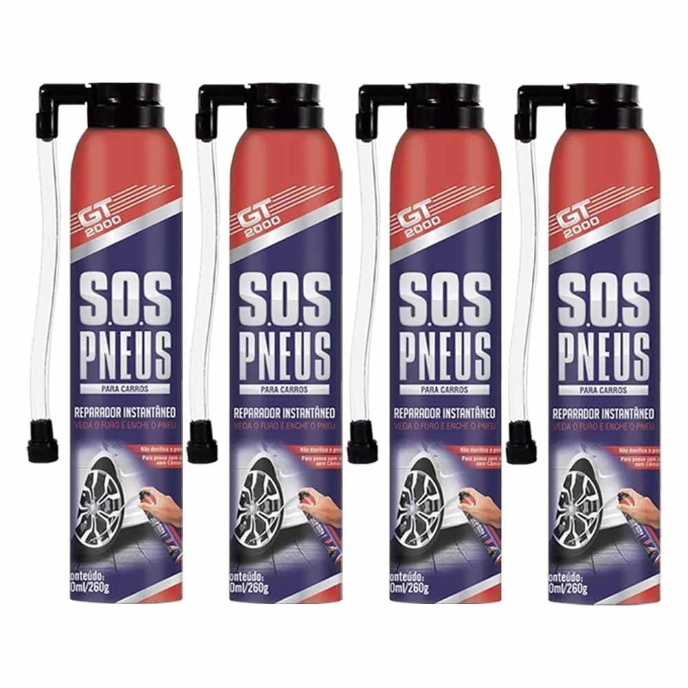 Kit 4 SOS Pneus GT2000: Selante Rápido para Carros e Motos - 400ml