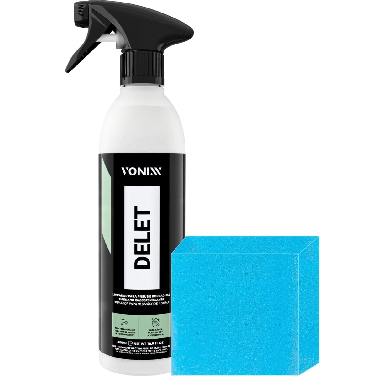 Delet 500ml Vonixx: Limpador Poderoso para Pneus, Borrachas e Faróis