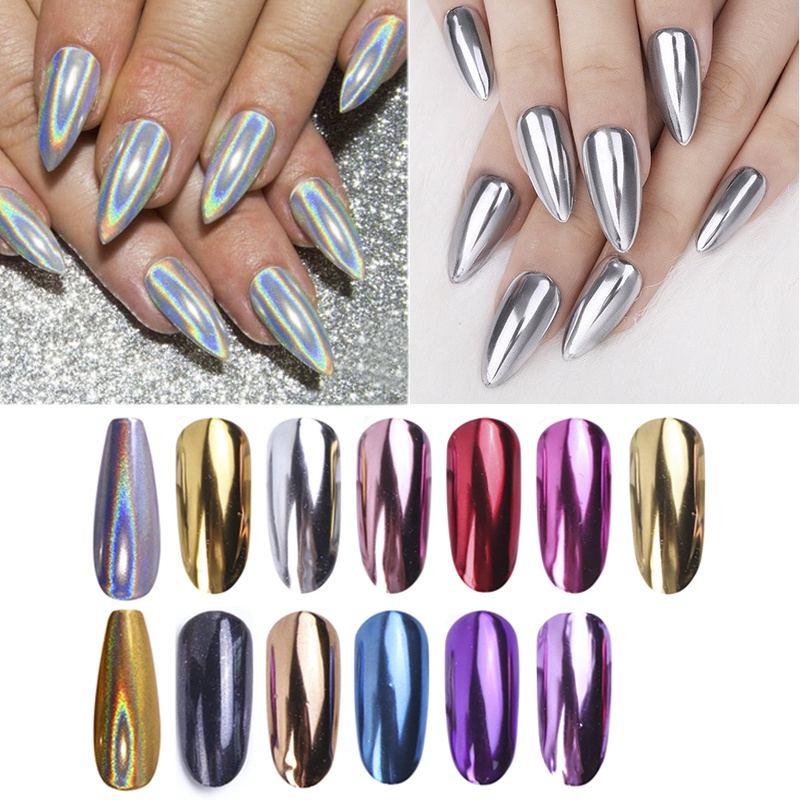 Pó de Unhas Espelho Glitter: Brilho Cromado para Manicures Profissionais