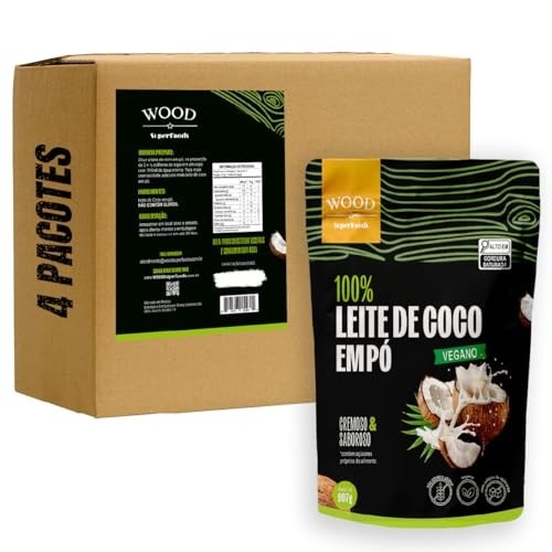 Kit 4 Leite de Coco em Pó 100% Puro Vegano Sem Lactose 907g