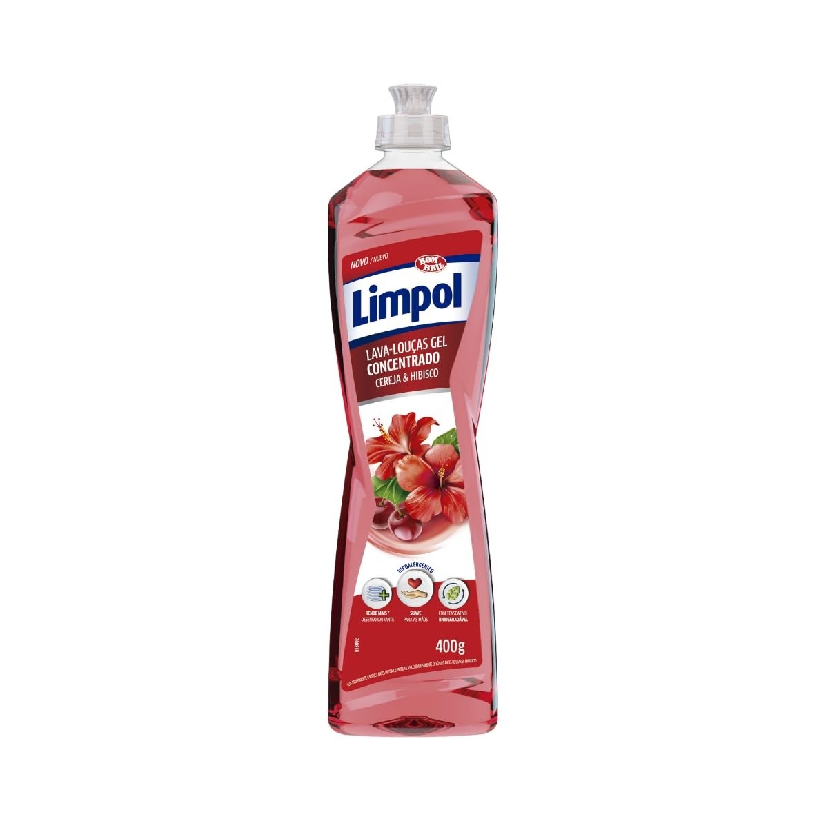Detergente Concentrado Limpol Cereja e Hibisco 400g - Limpeza Poderosa com Fragrância Refrescante