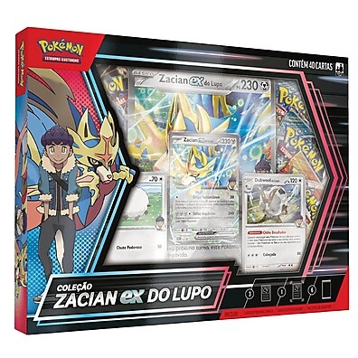 Pokémon Zacian EX do Lupo: Box 40 Cartas + Boosters