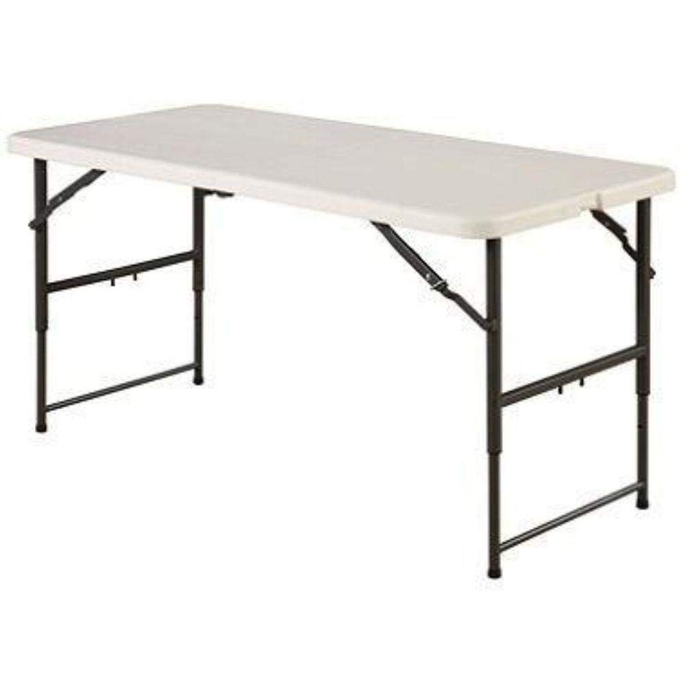 Mesa Dobrável com Ajuste de Altura em Polietileno Resistente - 1,22x0,60m