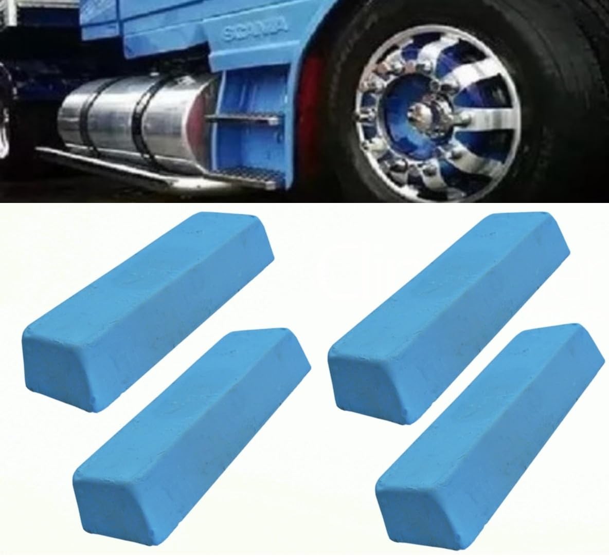Kit 4 Pedras Azul para Polimento de Rodas de Caminhão e Tanque (1300gr) - Brilho Impecável