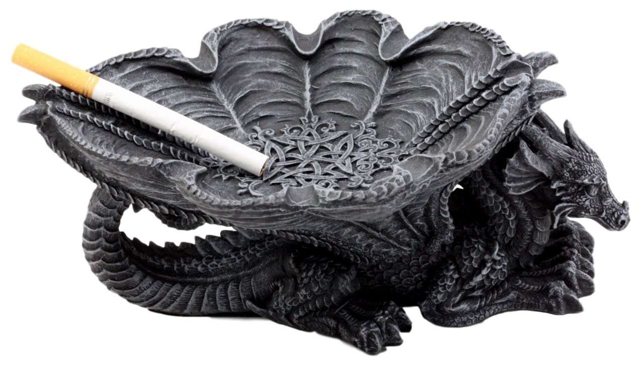 Cinzeiro de Dragão Medieval com Nó Celta - Estátua de Fantasia em Poliresina 21 cm