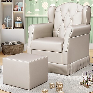 Poltrona Lucy P04 com Balanço Bege – Conforto Total para Amamentação